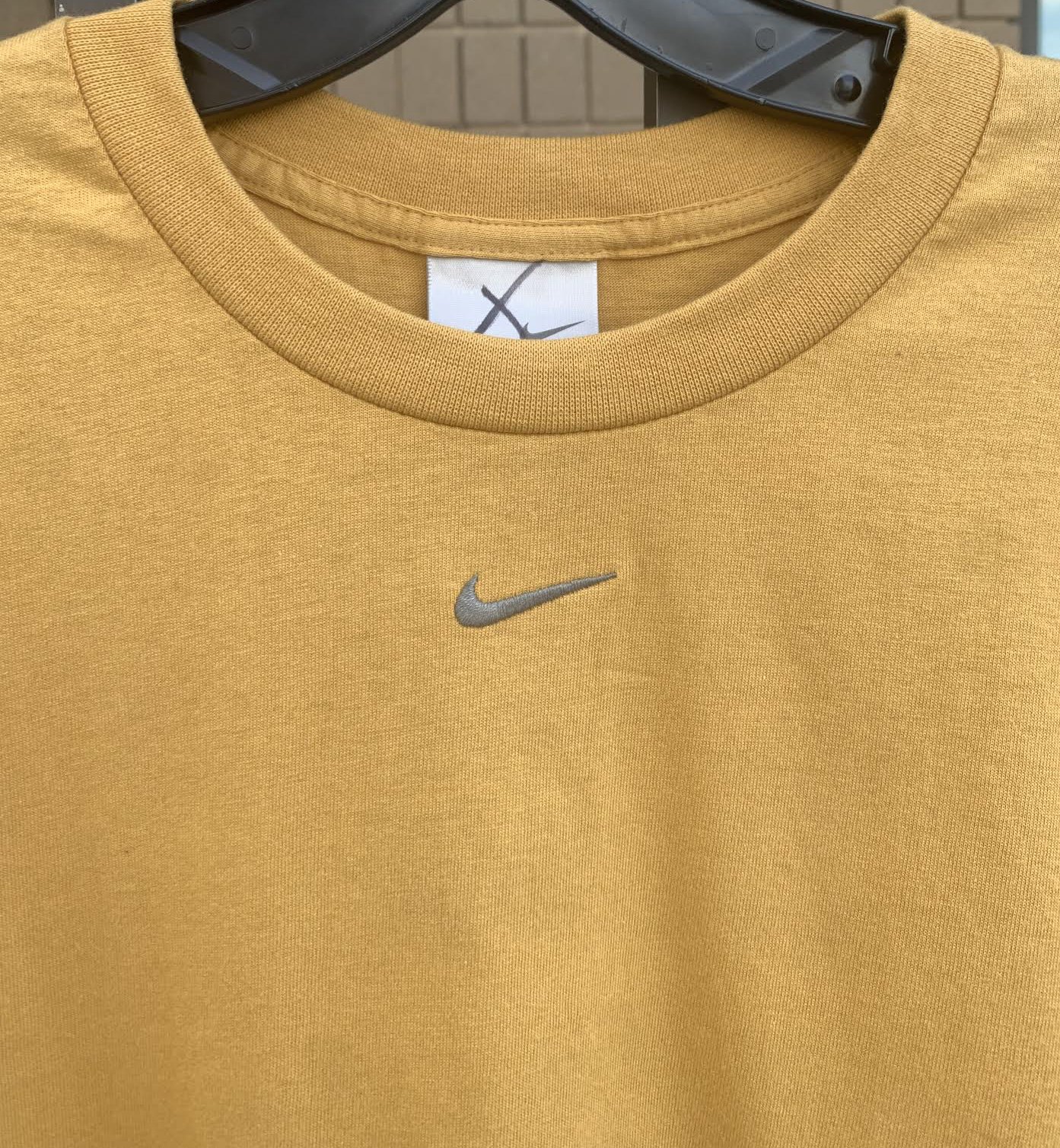 Vintage Nike Center Swoosh Mustard / Grey Long Sleeve Shirt Vintage Nike Center Swoosh Mustard / Grey Long Sleeve Shirt